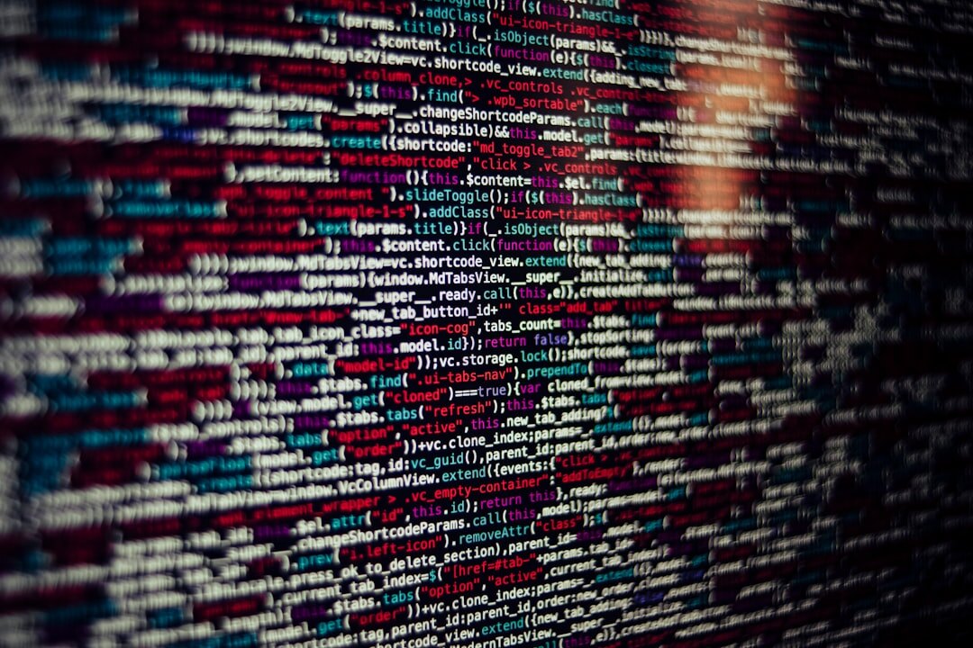 Digital matrix code on screen representing technology